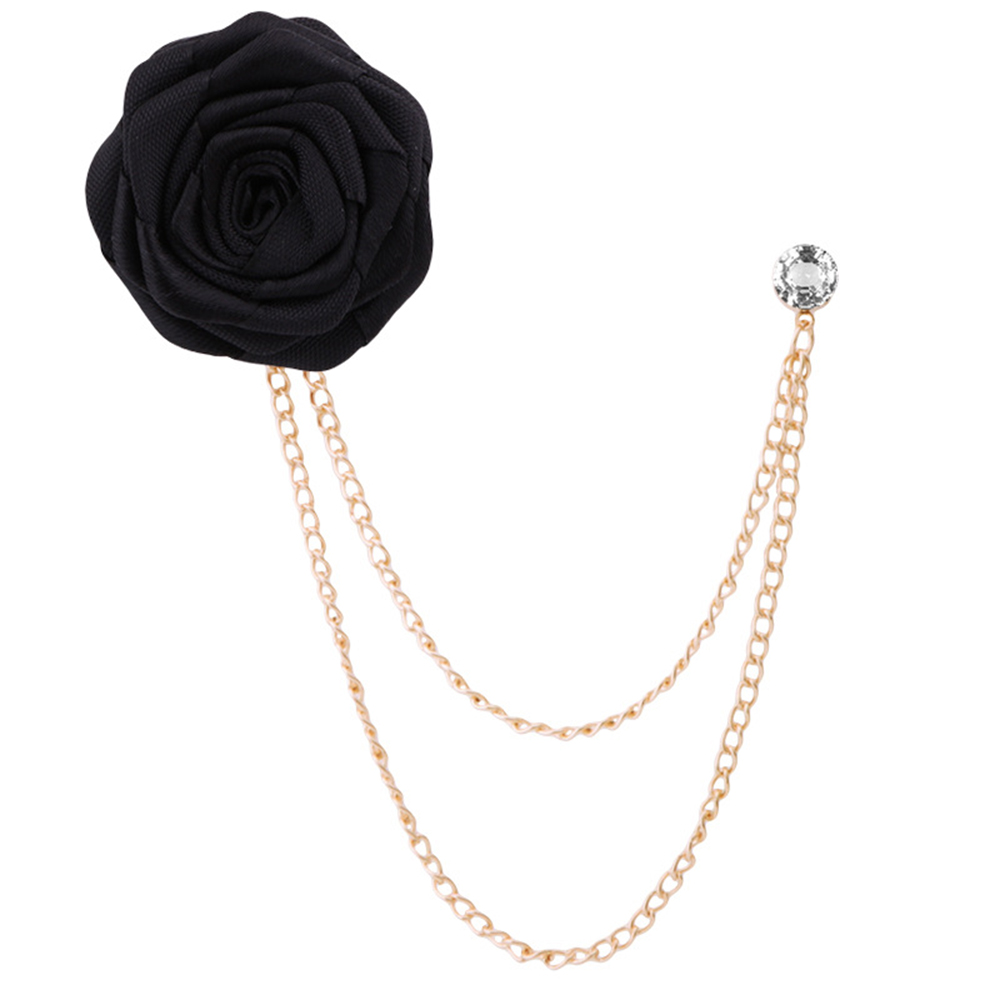 Business Formal Rose Stainless Steel Alloy Cloth Tassel Plating Inlay Artificial Diamond Unisex Brooches display picture 1