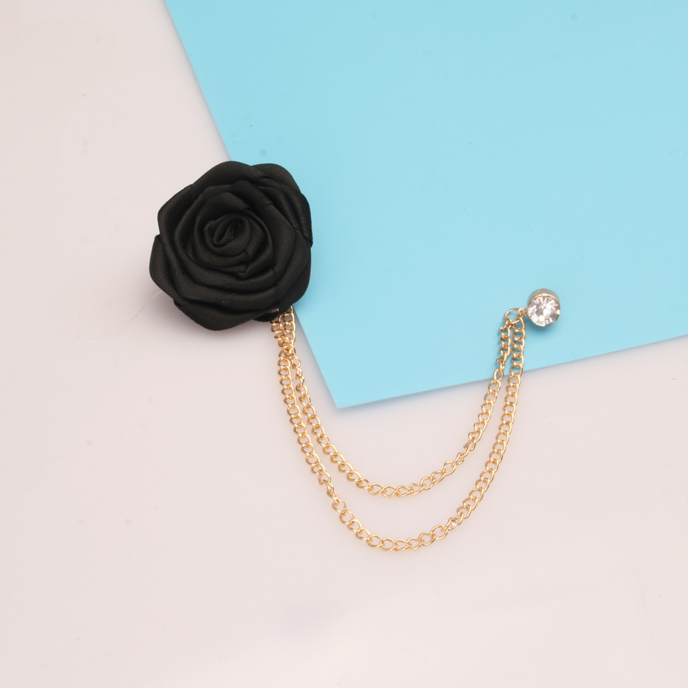Business Formal Rose Stainless Steel Alloy Cloth Tassel Plating Inlay Artificial Diamond Unisex Brooches display picture 3