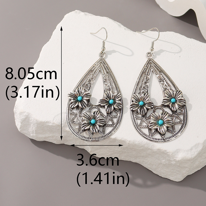 1 Pair Classical Romantic Water Droplets Floral Plating Inlay Alloy Ferroalloy Zircon Silver Plated Ear Hook display picture 4