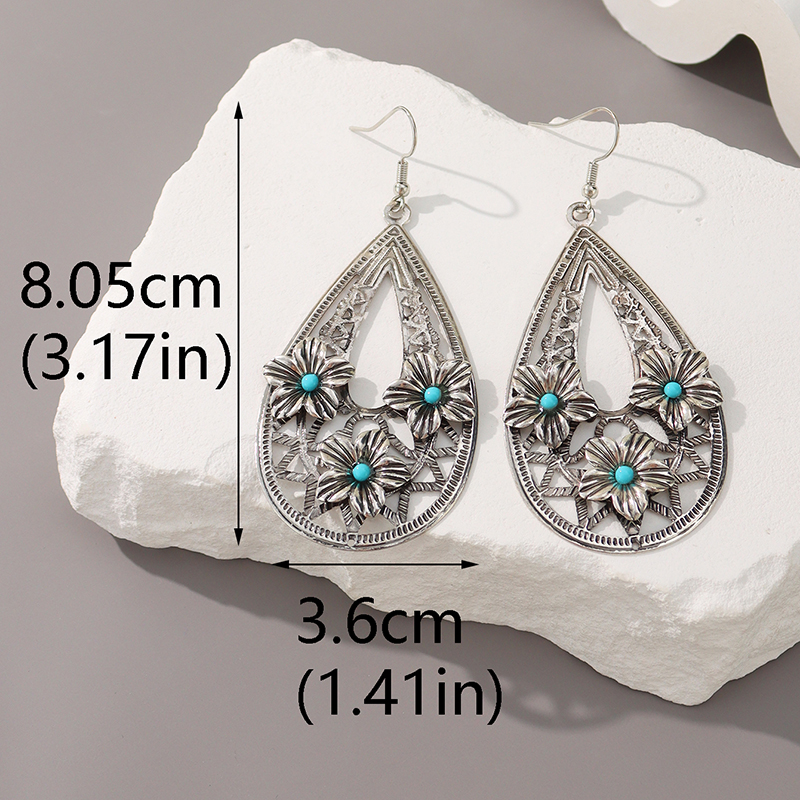 1 Paire Classique Romantique Les Gouttelettes D'eau Floral Placage Incruster Alliage Ferroalliage Zircon Plaqué Argent Crochet D'oreille display picture 4