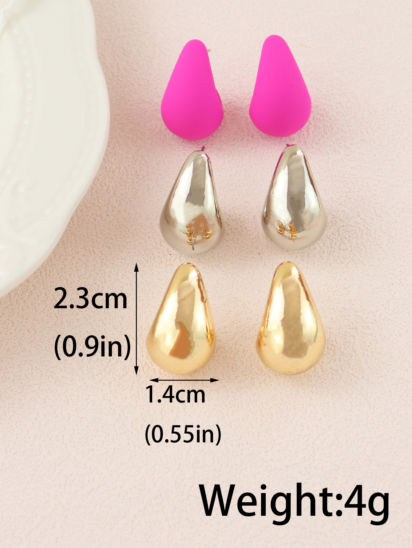 3 Pairs Simple Style Water Droplets Irregular CCB Ear Studs display picture 5