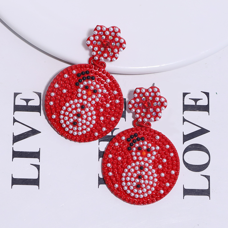 1 Pair Cartoon Style Cute Snowman Snowflake Alloy Drop Earrings display picture 13