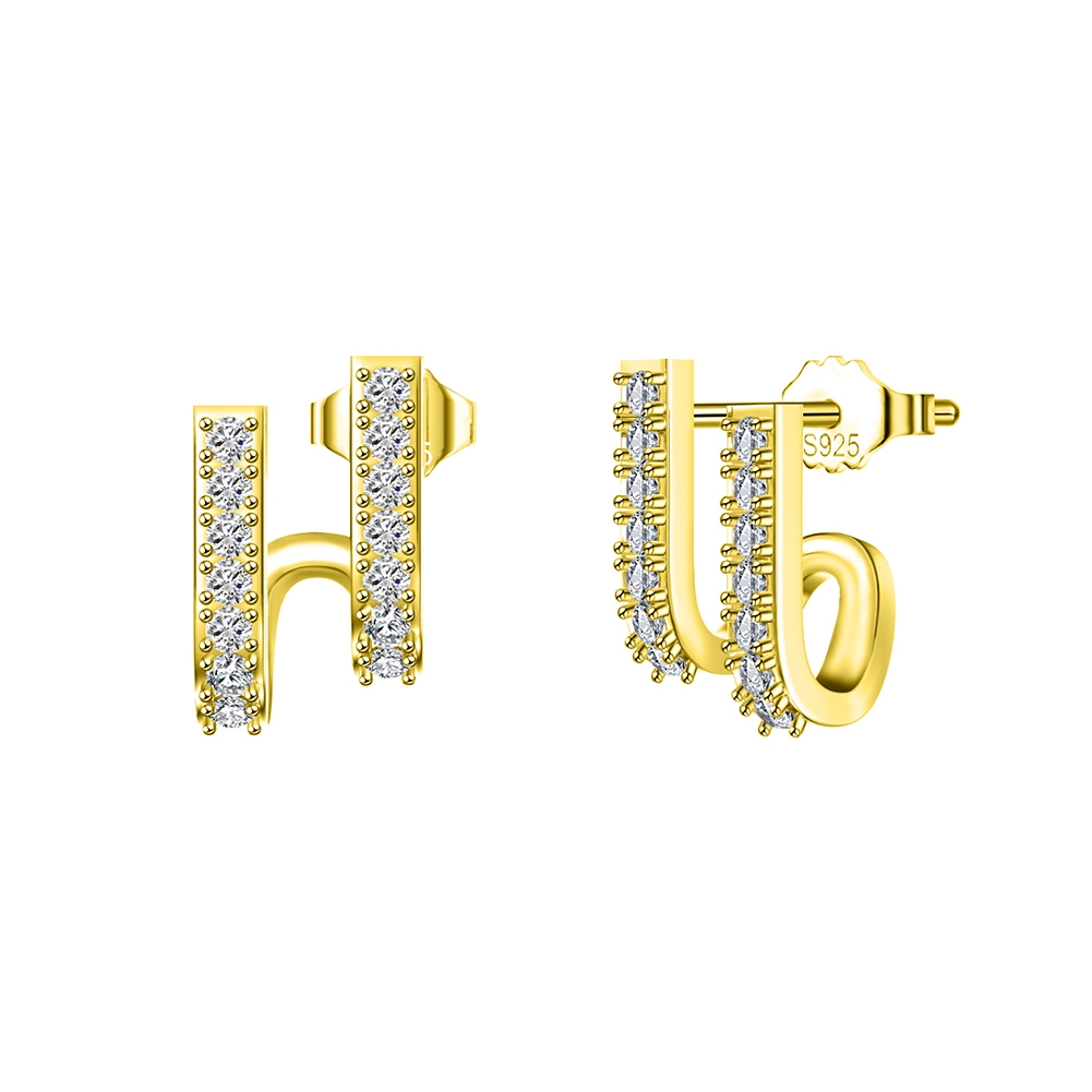 1 Pair Casual Sweet Simple Style U Shape Polishing Plating Inlay Sterling Silver Zircon 14k Gold Plated White Gold Plated Silver Plated Ear Studs display picture 6