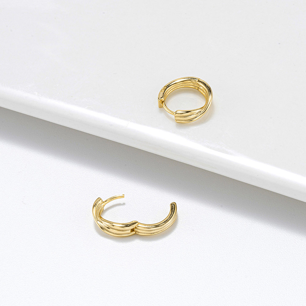 1 Pair Original Design Modern Style Classic Style Stripe Side Stripe Plating Sterling Silver 14k Gold Plated White Gold Plated Silver Plated Earrings display picture 5