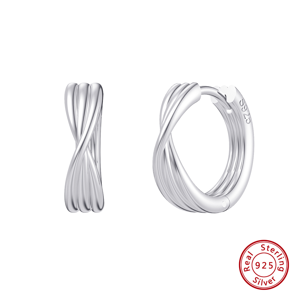 1 Pair Original Design Modern Style Classic Style Stripe Side Stripe Plating Sterling Silver 14k Gold Plated White Gold Plated Silver Plated Earrings display picture 7