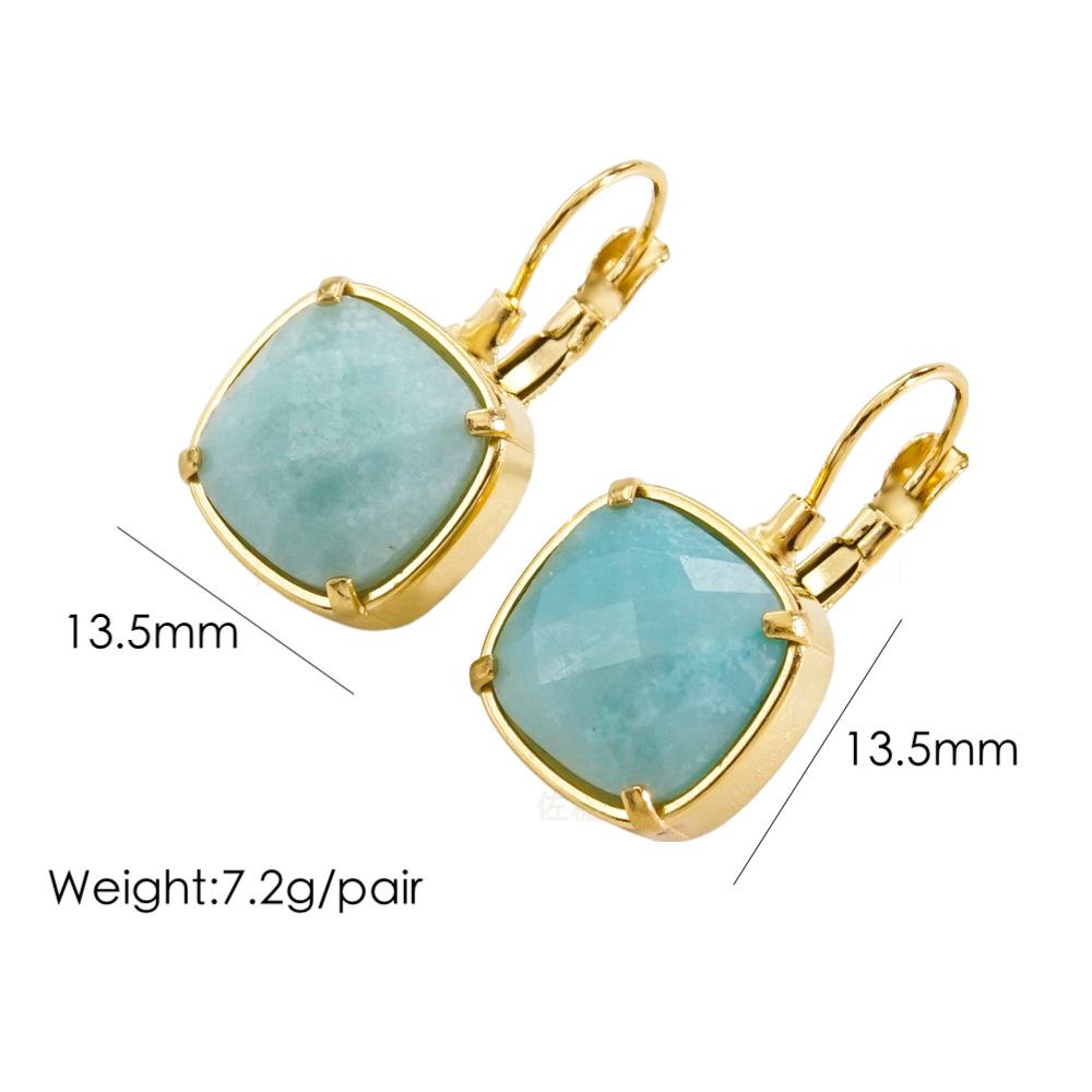 1 Pair Classical Simple Style Geometric Plating Inlay 304 Stainless Steel Natural Stone 14K Gold Plated Drop Earrings display picture 6
