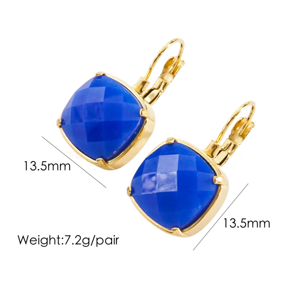 1 Pair Classical Simple Style Geometric Plating Inlay 304 Stainless Steel Natural Stone 14K Gold Plated Drop Earrings display picture 8