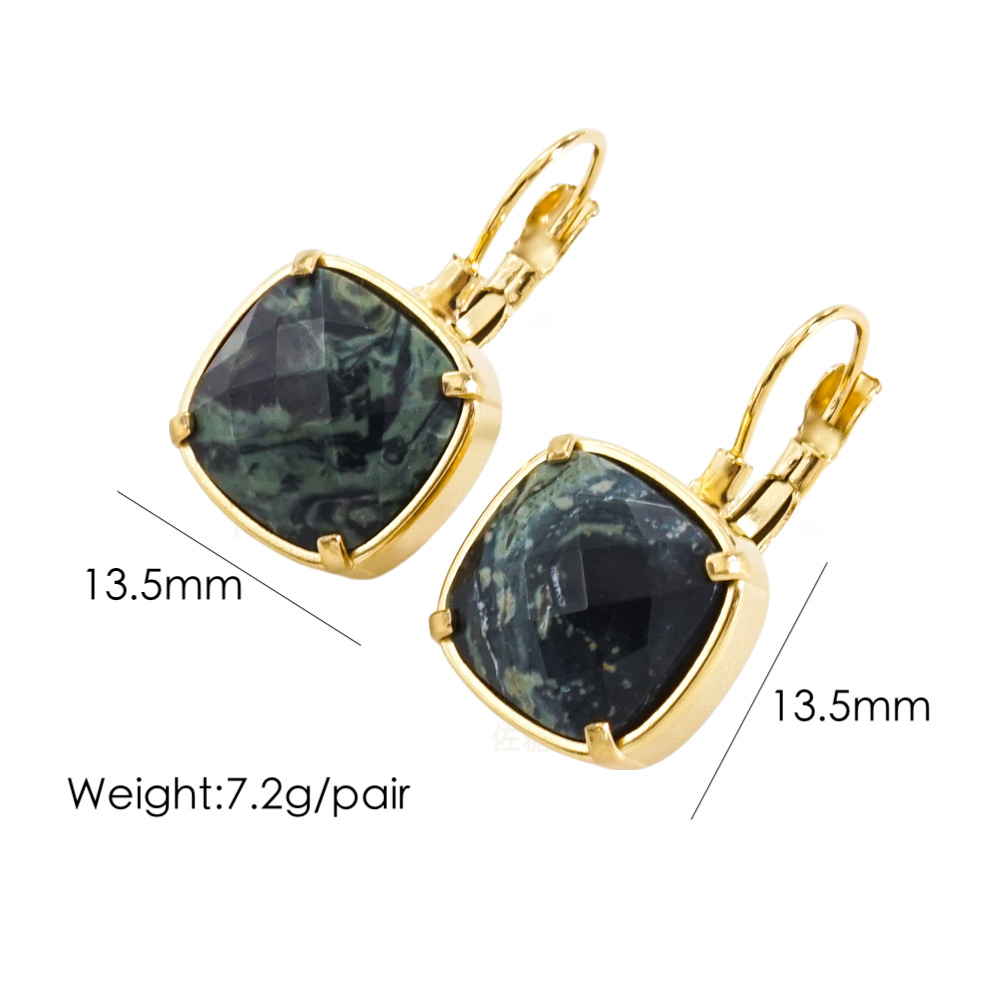 1 Pair Classical Simple Style Geometric Plating Inlay 304 Stainless Steel Natural Stone 14K Gold Plated Drop Earrings display picture 10