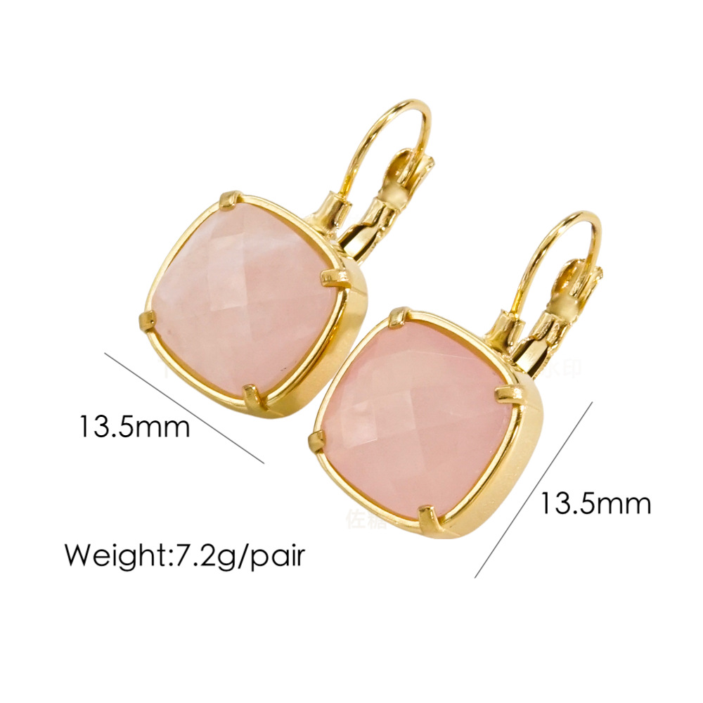 1 Pair Classical Simple Style Geometric Plating Inlay 304 Stainless Steel Natural Stone 14K Gold Plated Drop Earrings display picture 14