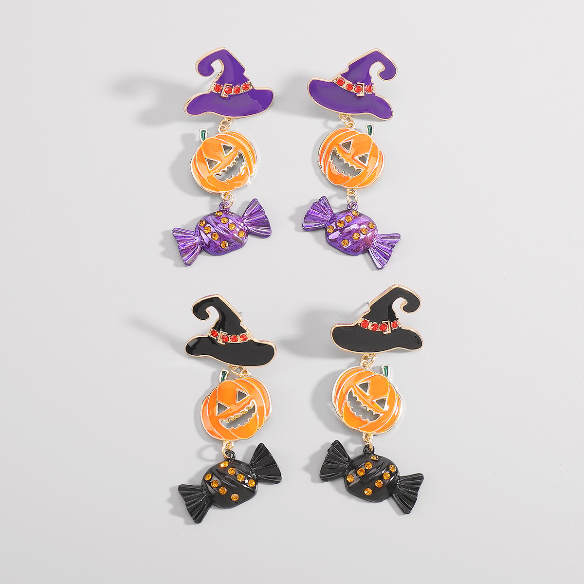 1 Pair Exaggerated Funny Modern Style Pumpkin Inlay Alloy Rhinestones Drop Earrings display picture 3
