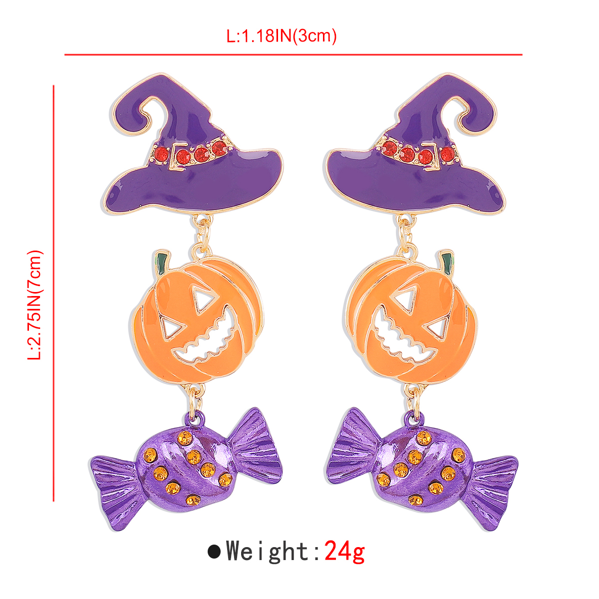 1 Pair Exaggerated Funny Modern Style Pumpkin Inlay Alloy Rhinestones Drop Earrings display picture 2