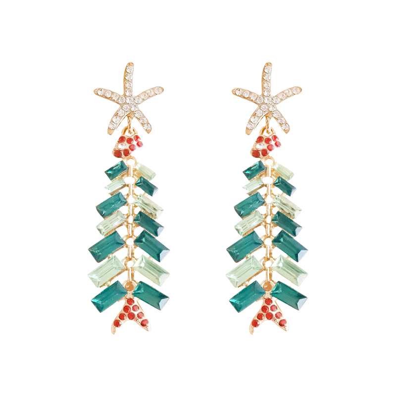 1 Pair Classical Ethnic Style Leaf Leaves Tassel Plating Inlay Alloy Artificial Gemstones Gold Plated Drop Earrings display picture 7
