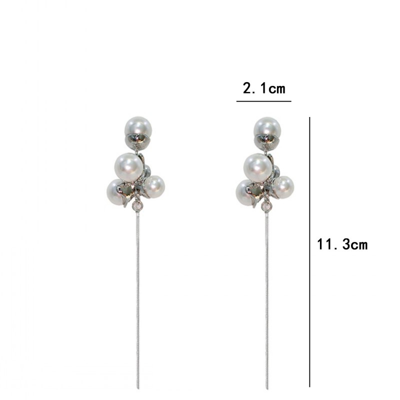 1 Pair Simple Style Tassel Plating Inlay Alloy Artificial Pearls Silver Plated Drop Earrings display picture 5