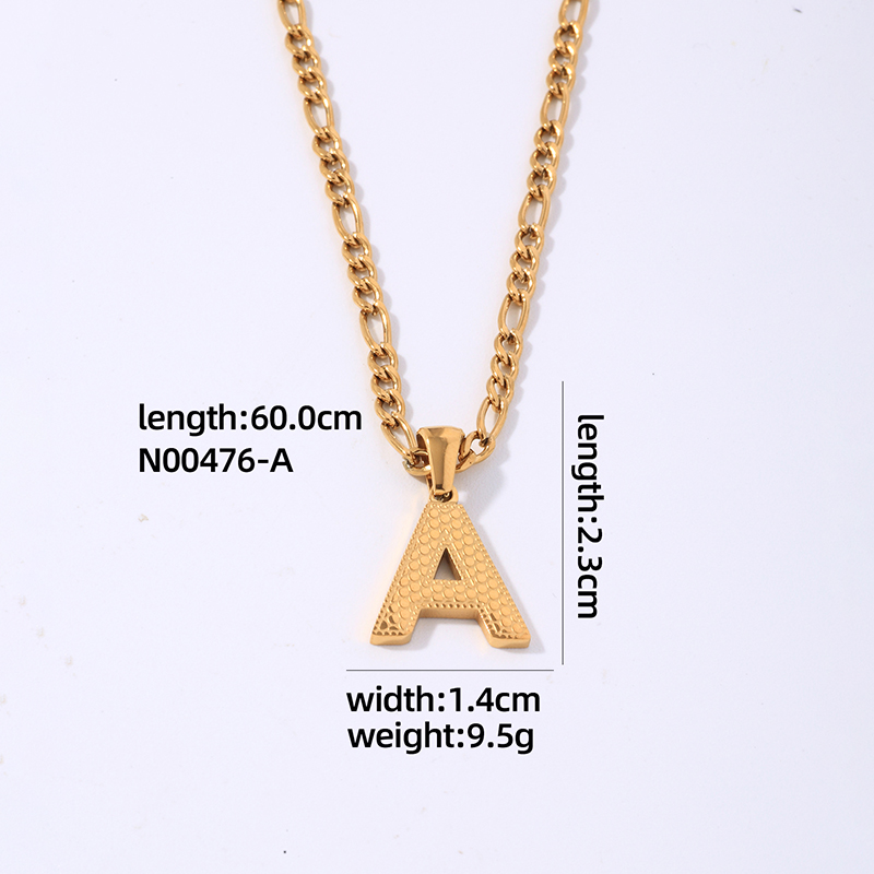 304 Stainless Steel Titanium Steel K Gold Plated Hip-Hop Simple Style Roman Style Polishing Plating Letter Pendant Necklace display picture 8