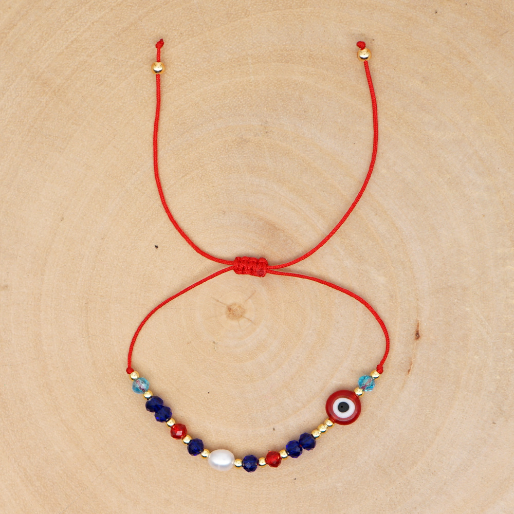 Bohemian Devil's Eye Glass Rope Knitting Women's Bracelets display picture 4