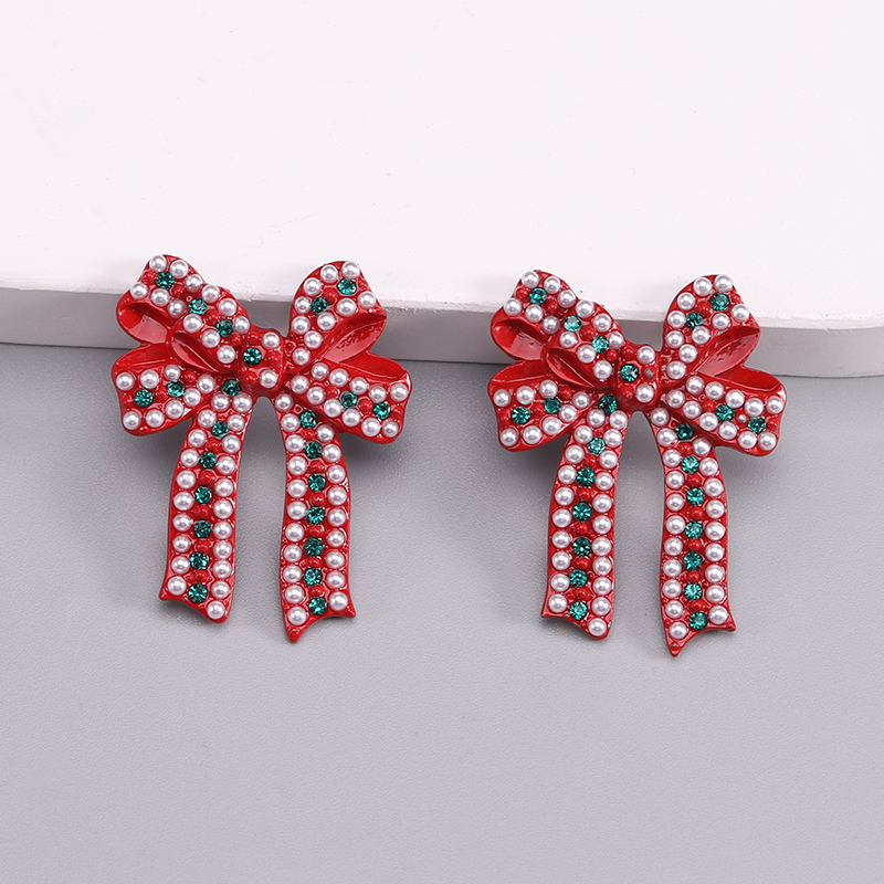 1 Pair Romantic Sweet Bow Knot Enamel Plating Alloy Zircon Gold Plated Ear Studs display picture 3