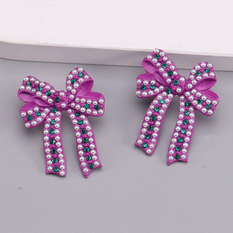 1 Pair Romantic Sweet Bow Knot Enamel Plating Alloy Zircon Gold Plated Ear Studs display picture 14