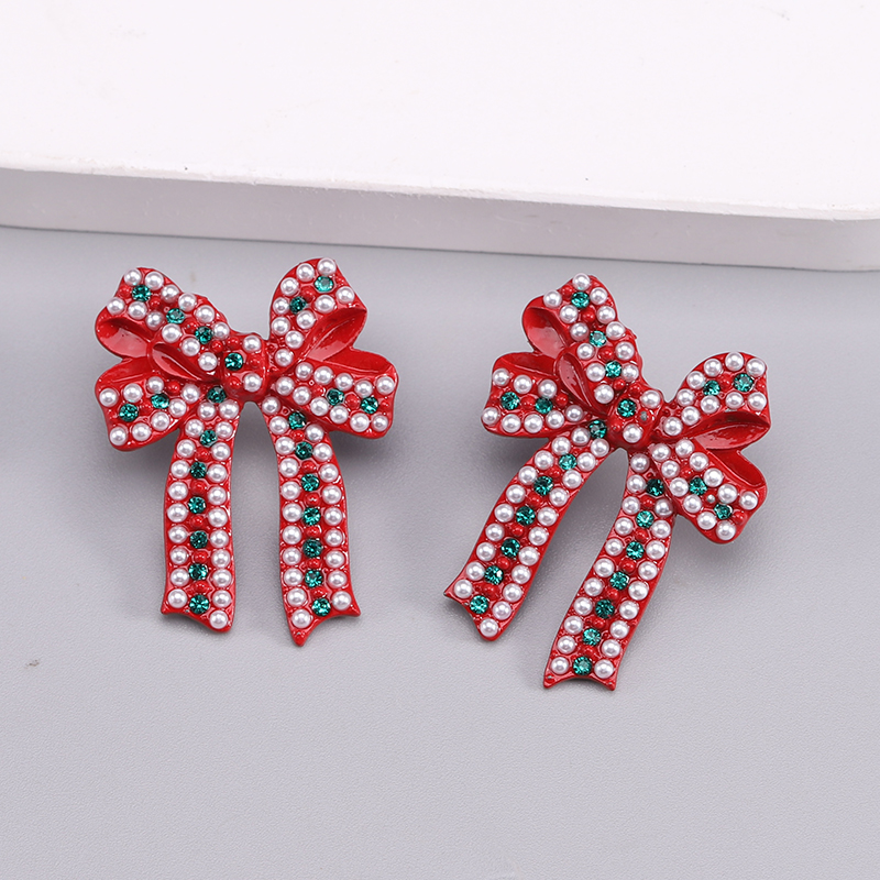 1 Pair Romantic Sweet Bow Knot Enamel Plating Alloy Zircon Gold Plated Ear Studs display picture 7