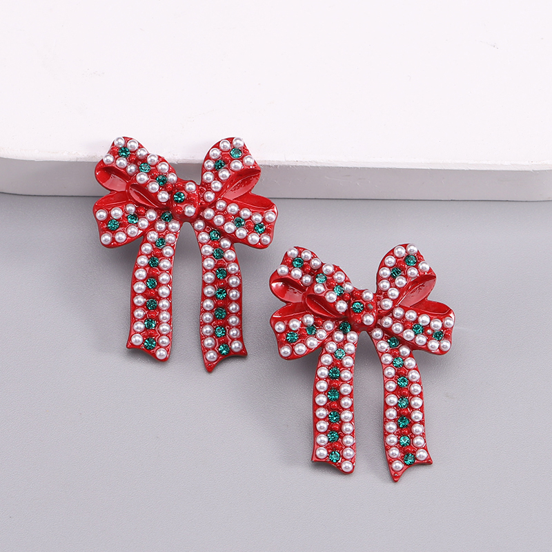 1 Pair Romantic Sweet Bow Knot Enamel Plating Alloy Zircon Gold Plated Ear Studs display picture 6