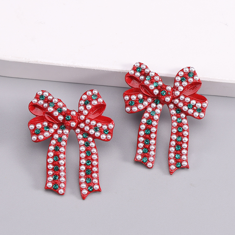 1 Pair Romantic Sweet Bow Knot Enamel Plating Alloy Zircon Gold Plated Ear Studs display picture 5