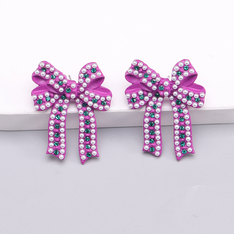 1 Pair Romantic Sweet Bow Knot Enamel Plating Alloy Zircon Gold Plated Ear Studs display picture 16