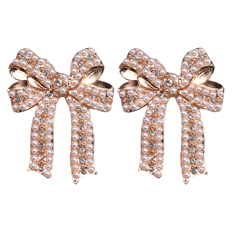 1 Pair Romantic Sweet Bow Knot Enamel Plating Alloy Zircon Gold Plated Ear Studs display picture 20