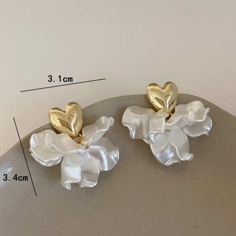 1 Paar Ferien Herzform Blütenblatt Legierung Hülse Tropfenohrringe display picture 9