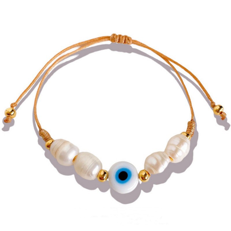 Vintage Style Baroque Style Devil's Eye Freshwater Pearl Rope Knitting Women's Drawstring Bracelets display picture 2