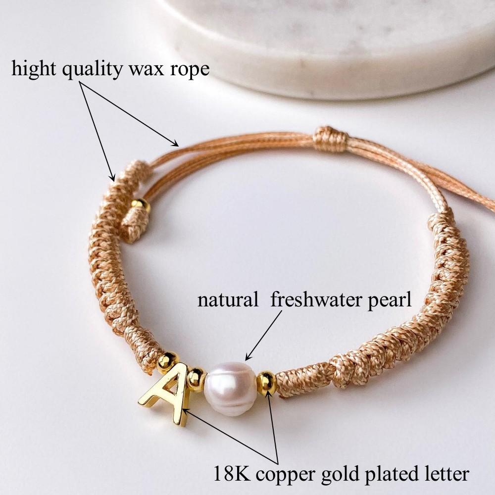 Simple Style Letter Freshwater Pearl Rope Knitting Women's Drawstring Bracelets display picture 4