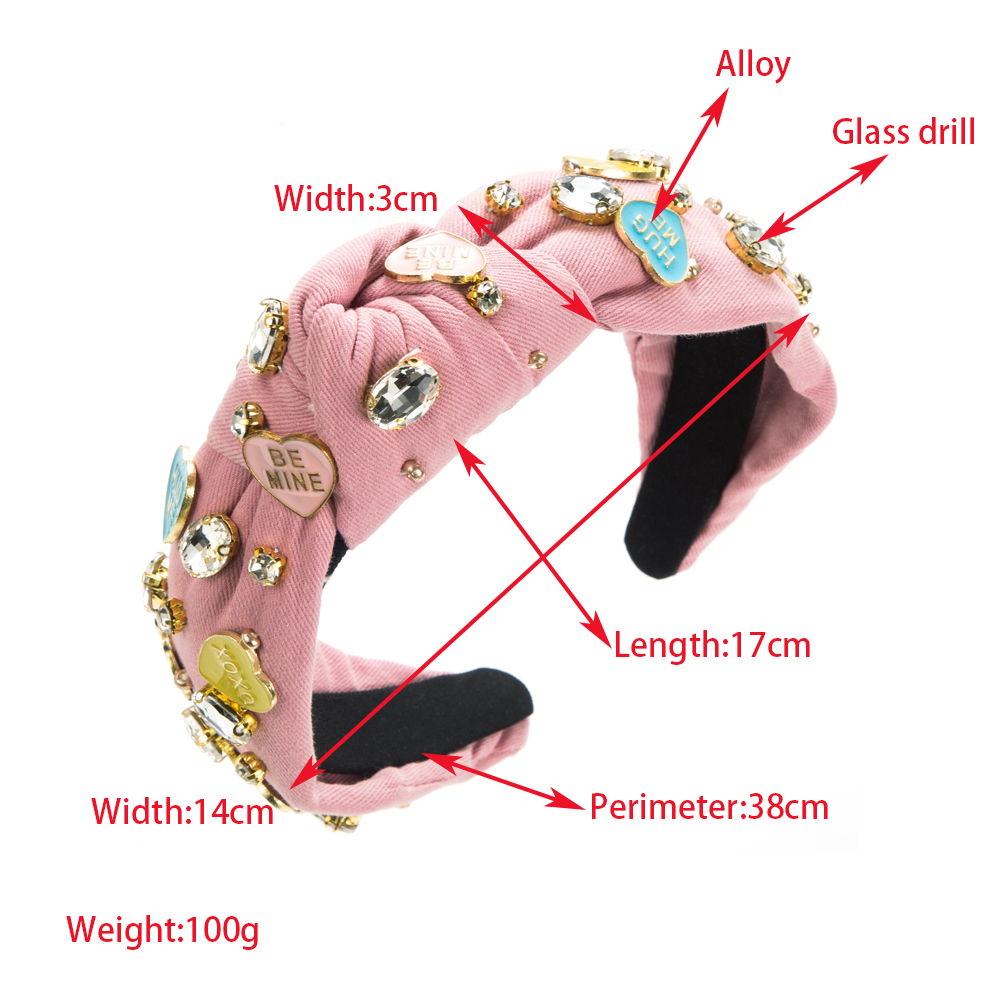 Women's Luxurious Queen Letter Heart Shape Cloth Inlay Rhinestones Glass Hair Band display picture 1