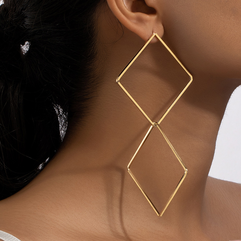 1 Pair Exaggerated Punk Solid Color Plating Alloy Gold Plated Drop Earrings display picture 1
