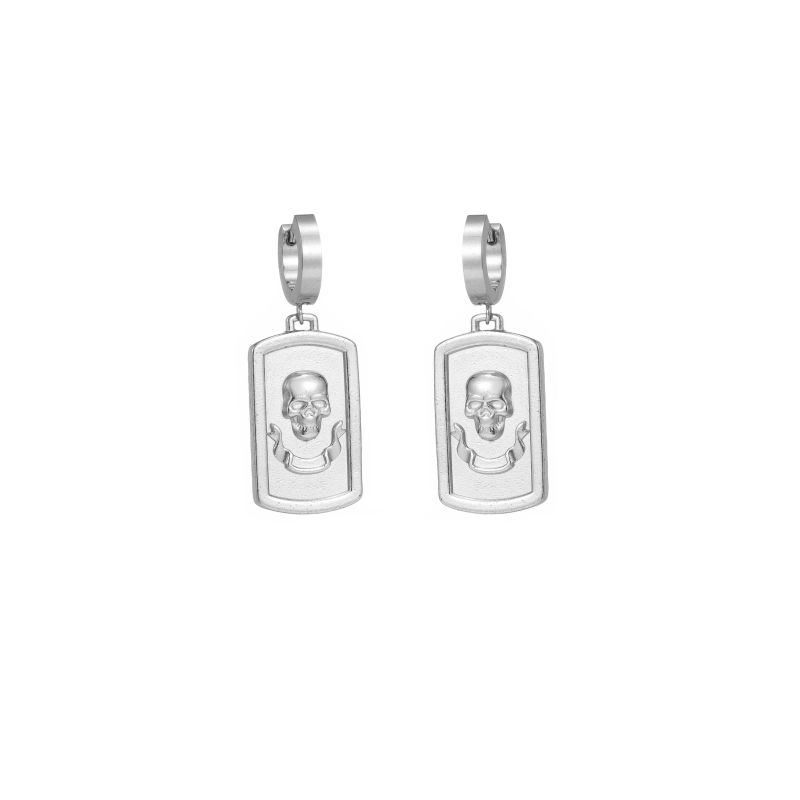 1 Pair Casual Punk Skull Plating Carving Stainless Steel 18K Gold Plated Drop Earrings display picture 1