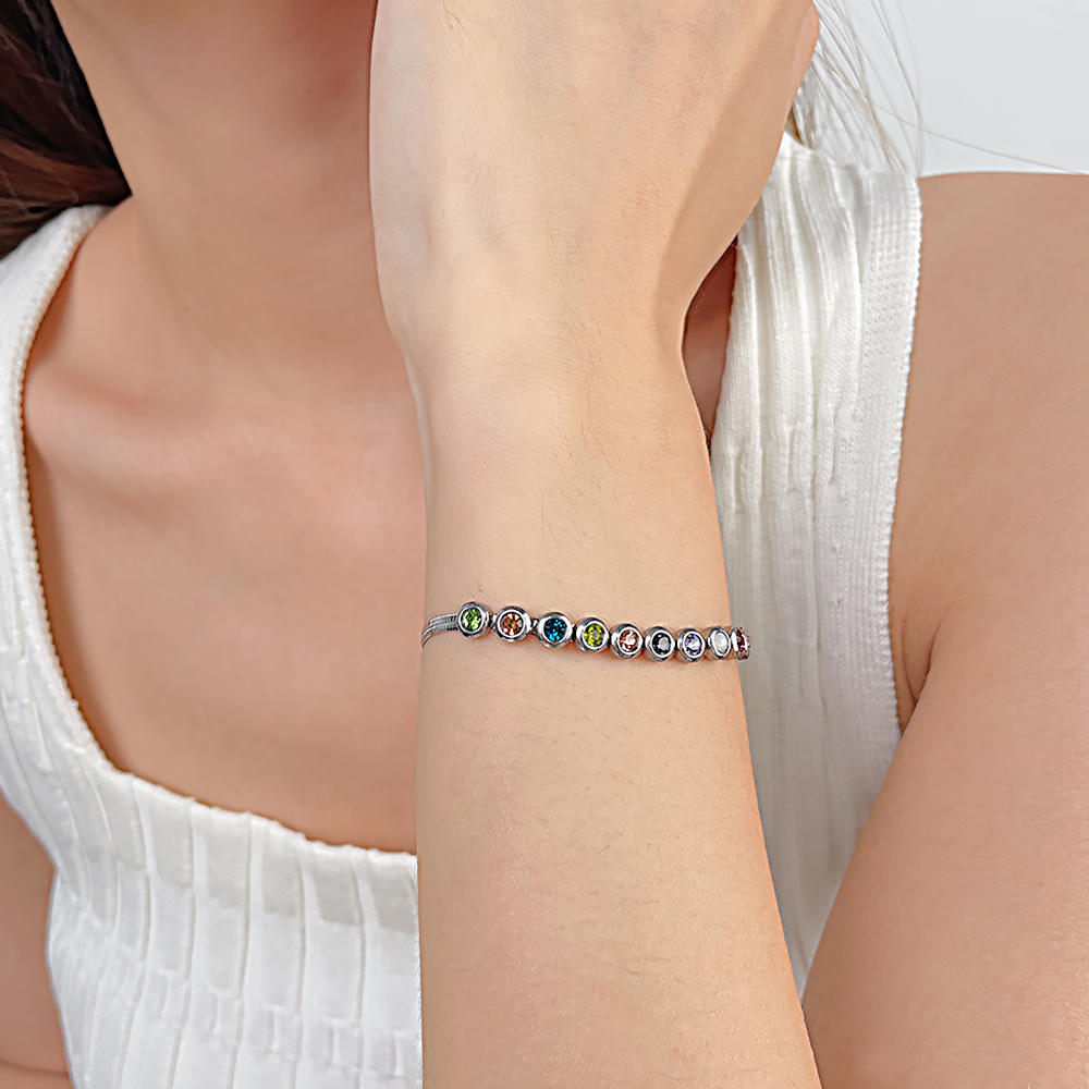 Vintage Style French Style Colorful Stainless Steel Zircon Bracelets In Bulk display picture 6