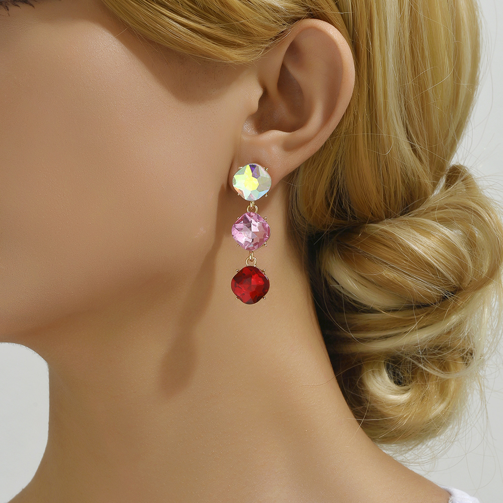 1 Pair Elegant Retro Geometric Inlay Alloy Rhinestones Drop Earrings display picture 8