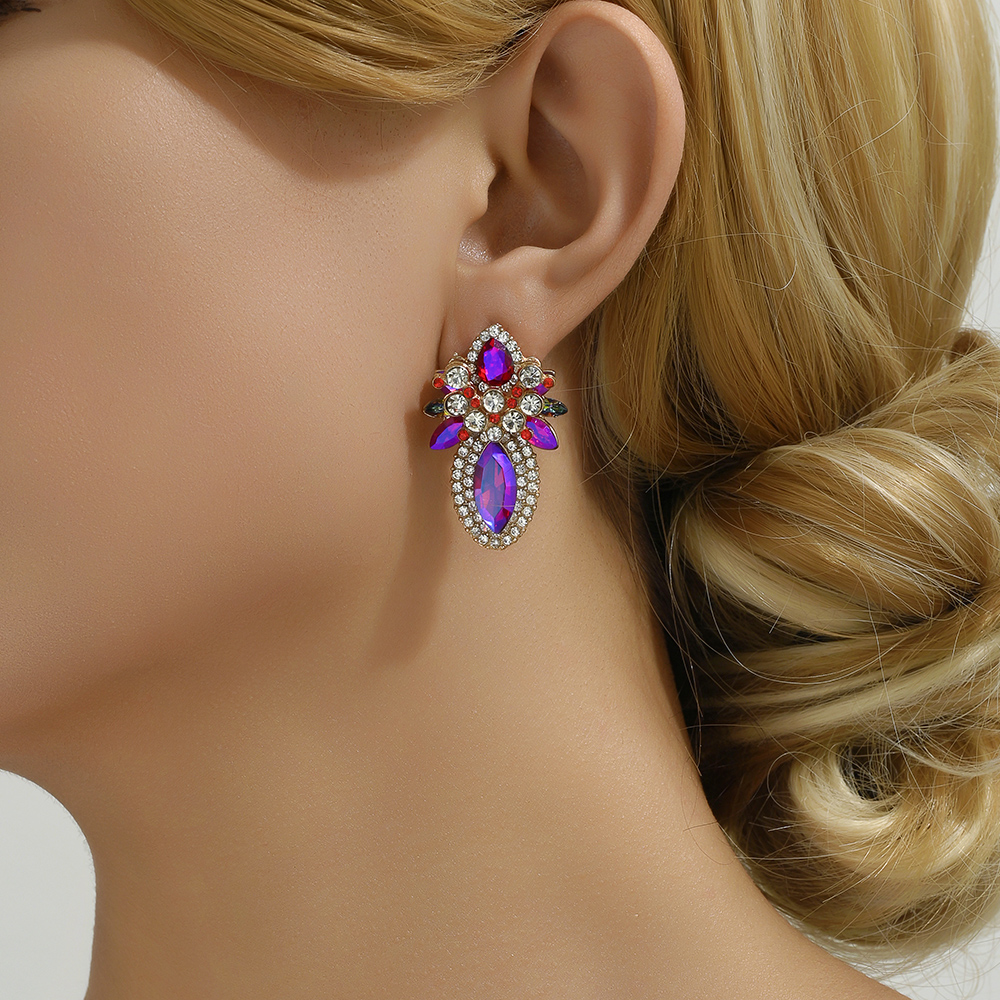 Wholesale Jewelry Elegant Classical Shiny Flower Alloy Artificial Crystal Inlay Ear Studs display picture 7