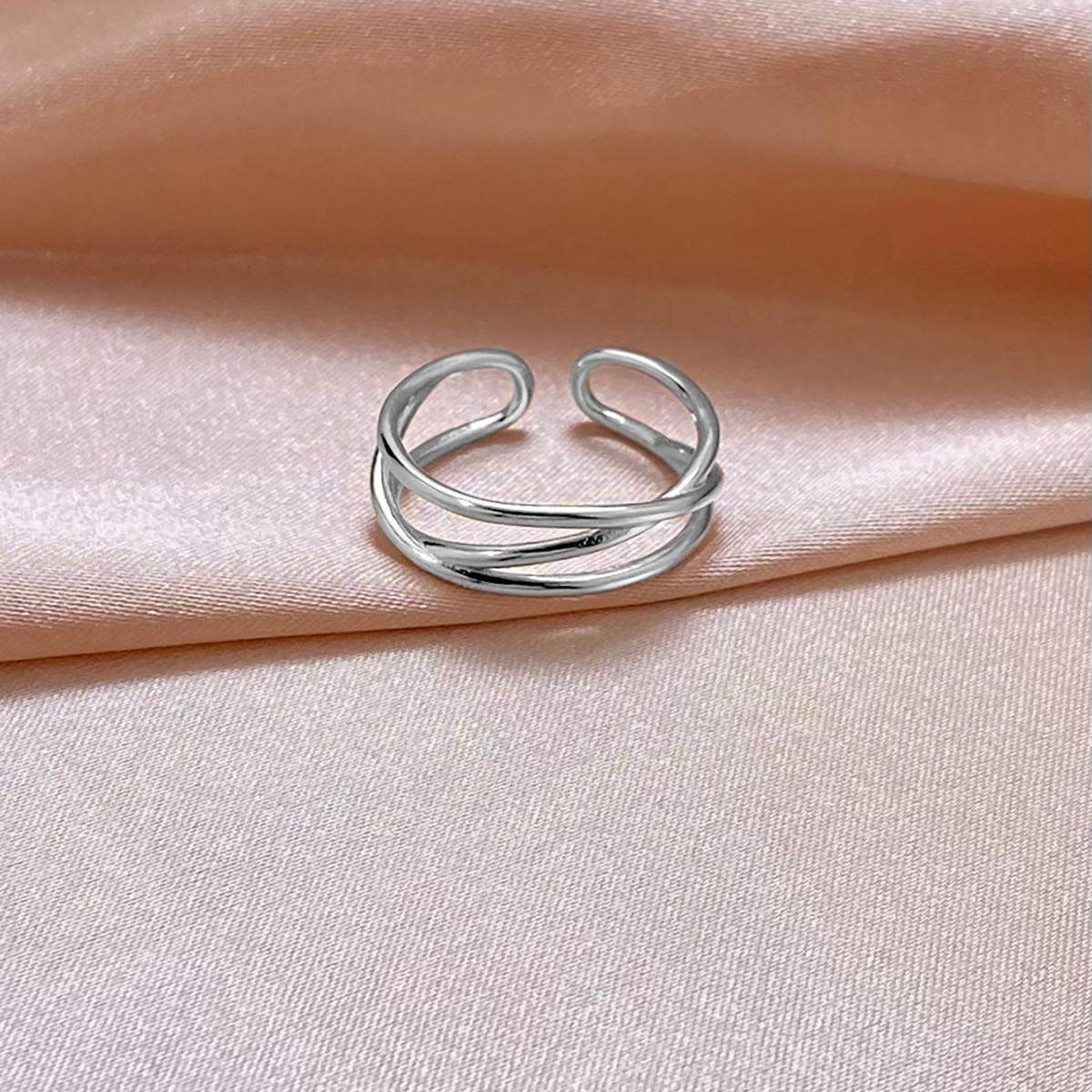 Shiny Solid Color Sterling Silver Plating Open Rings display picture 3