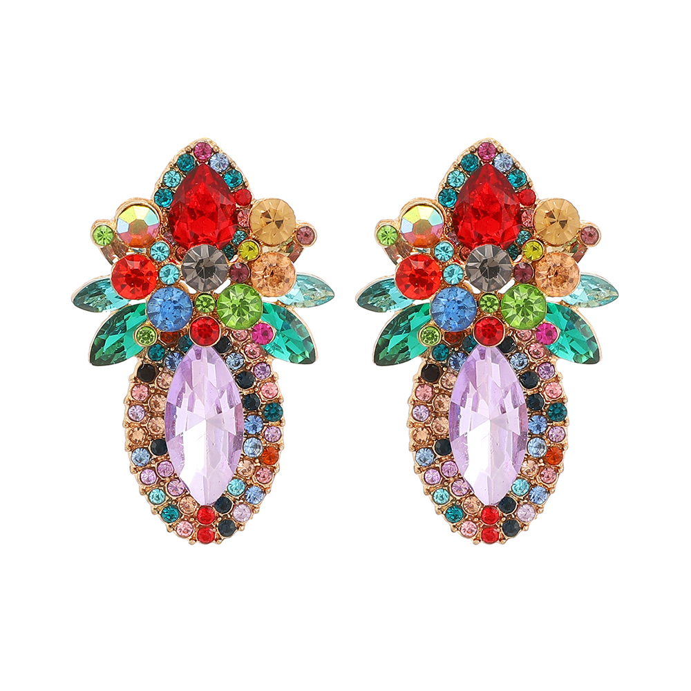 Wholesale Jewelry Elegant Classical Shiny Flower Alloy Artificial Crystal Inlay Ear Studs display picture 2