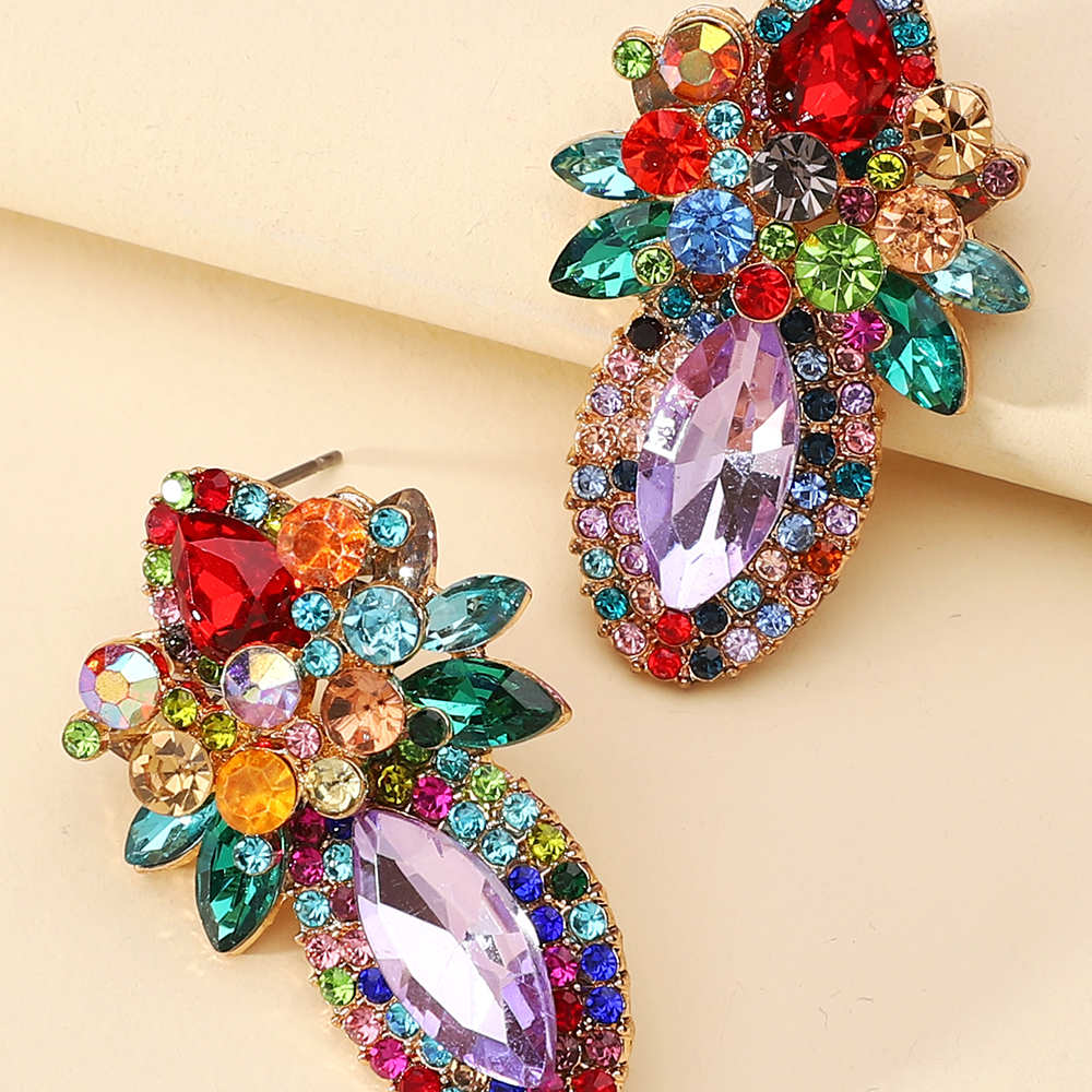 Wholesale Jewelry Elegant Classical Shiny Flower Alloy Artificial Crystal Inlay Ear Studs display picture 4