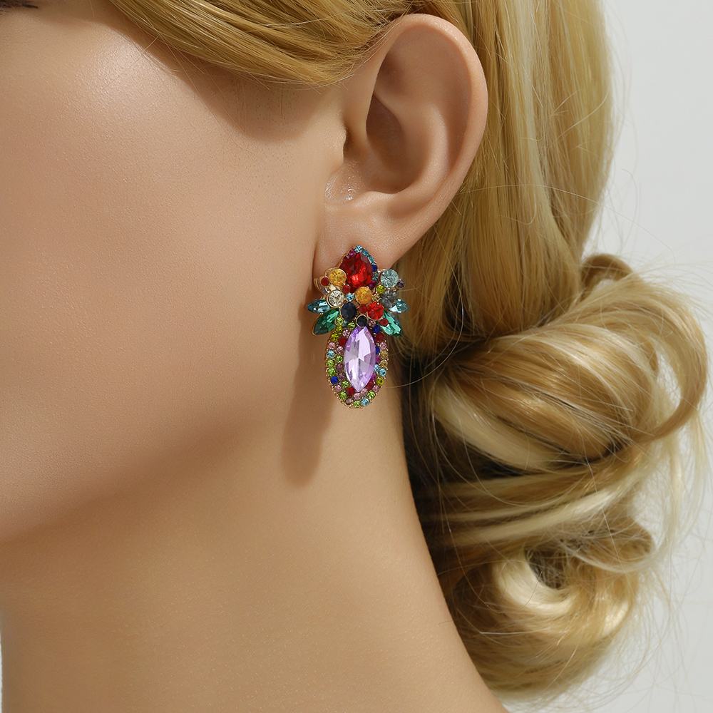 Wholesale Jewelry Elegant Classical Shiny Flower Alloy Artificial Crystal Inlay Ear Studs display picture 8