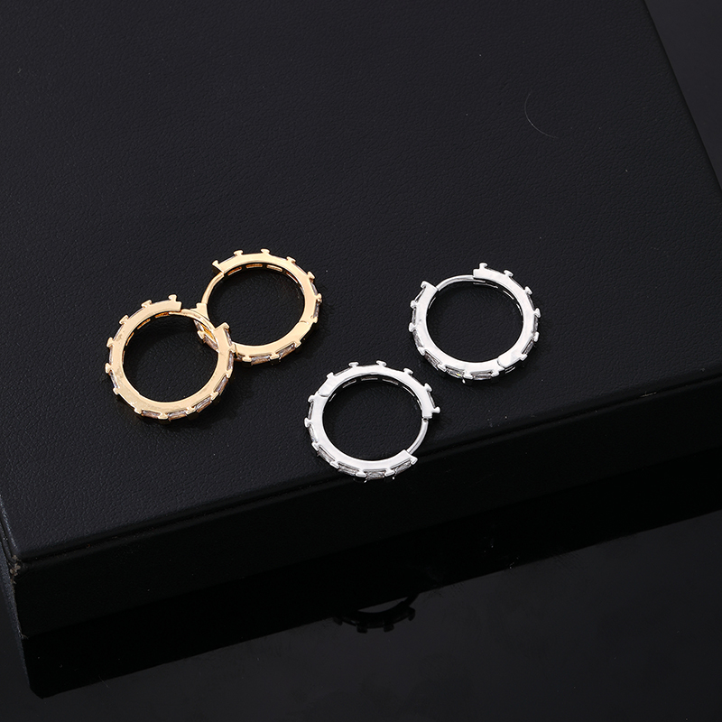 1 Pair Hip-hop Vintage Style Simple Style Gear Plating Inlay Copper Zircon Gold Plated Silver Plated Ear Studs display picture 2