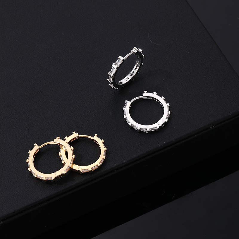 1 Pair Hip-hop Vintage Style Simple Style Gear Plating Inlay Copper Zircon Gold Plated Silver Plated Ear Studs display picture 3