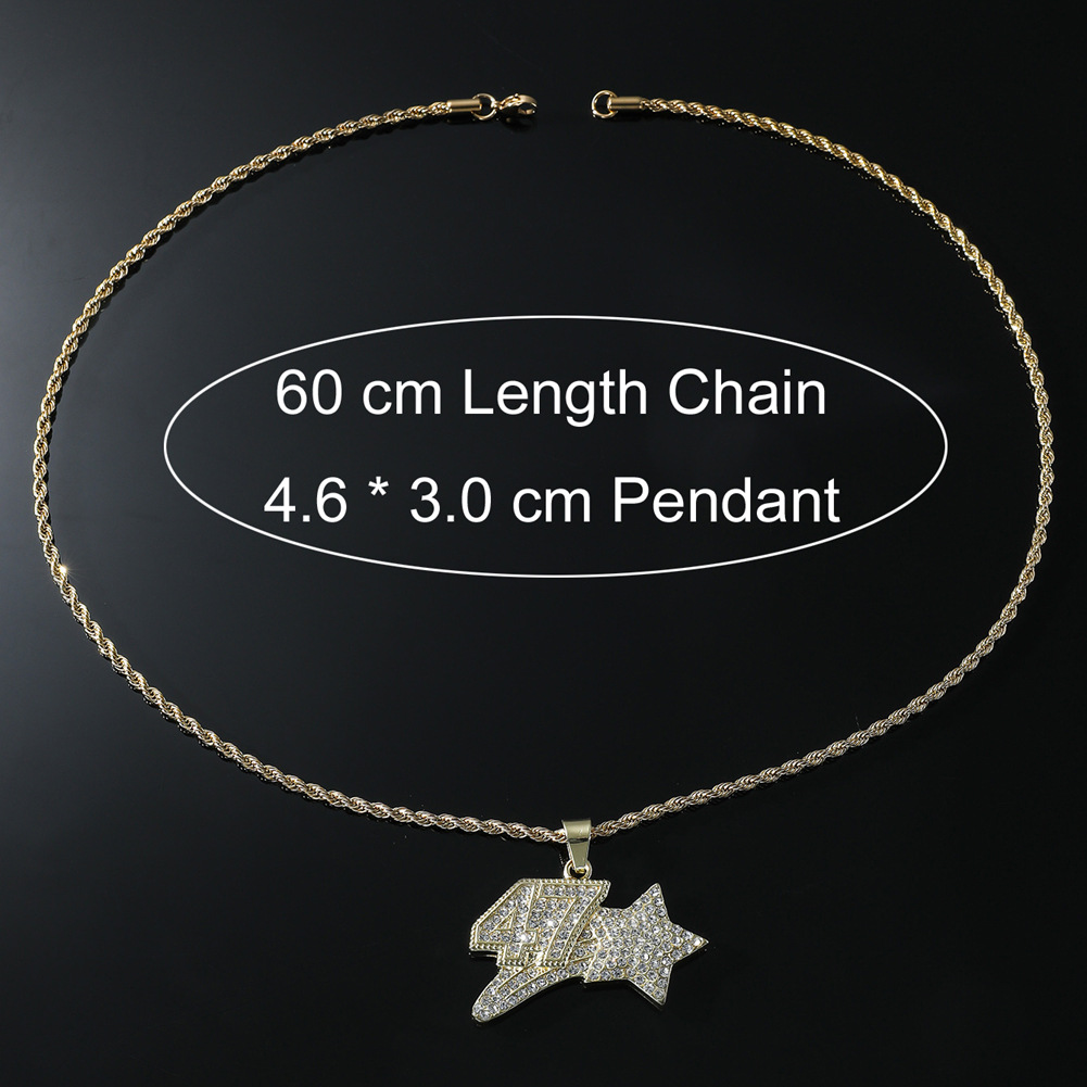 Hip-hop Number Star Alloy Inlay Rhinestones Men's Pendant Necklace display picture 3
