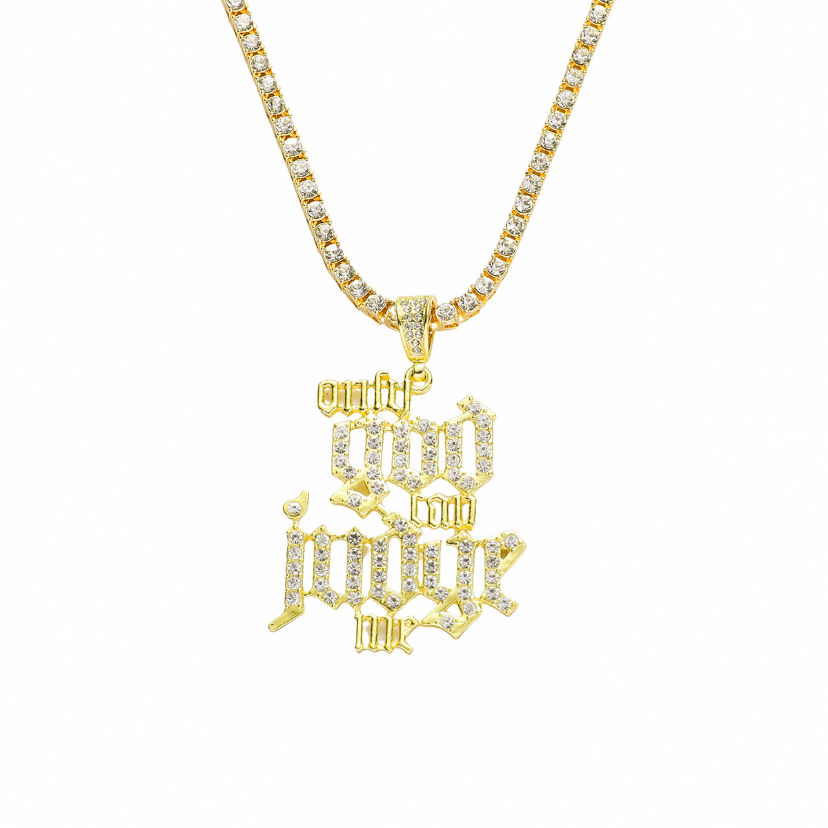 Hip-hop Letter Alloy Inlay Zircon Unisex Pendant Necklace display picture 1