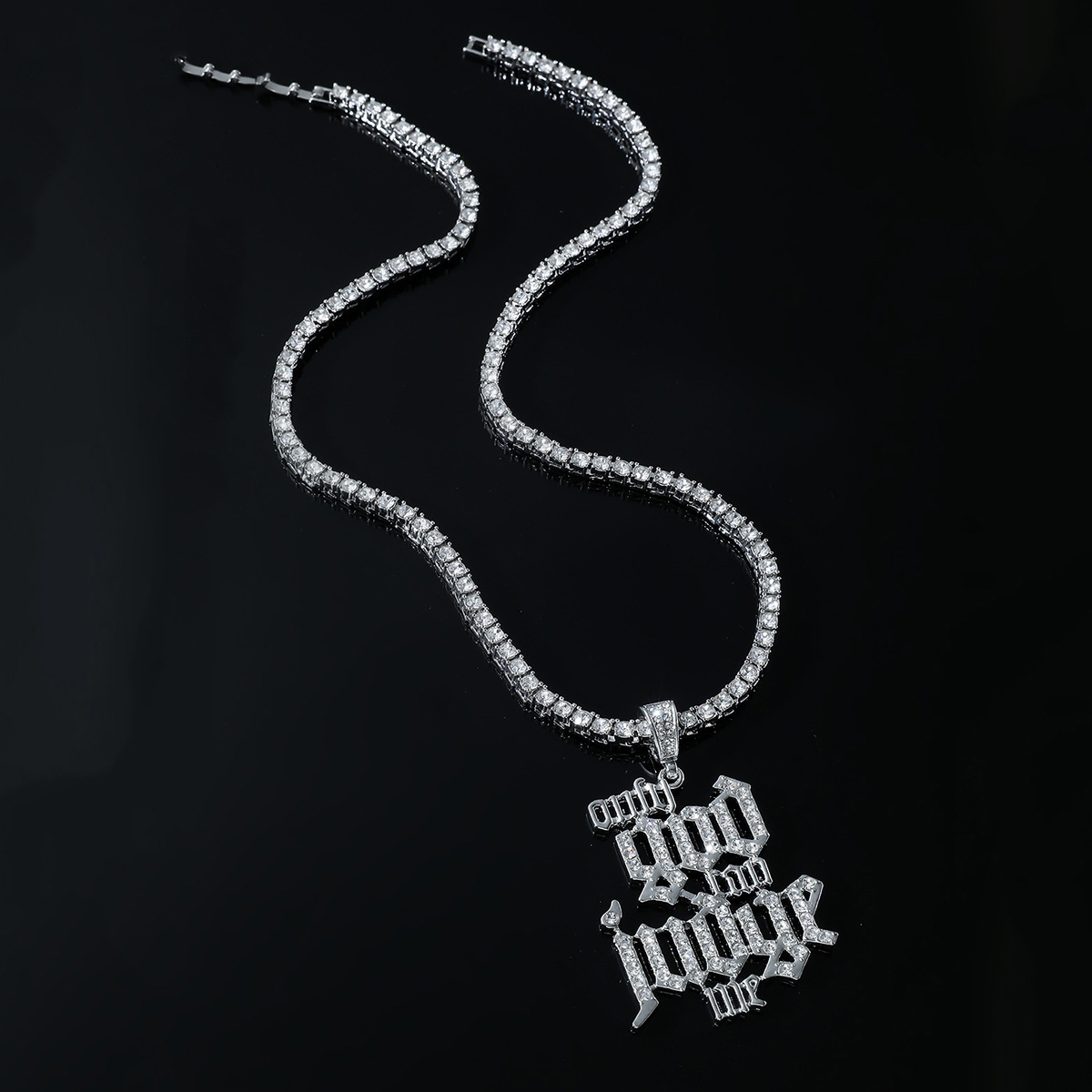 Hip-hop Letter Alloy Inlay Zircon Unisex Pendant Necklace display picture 8