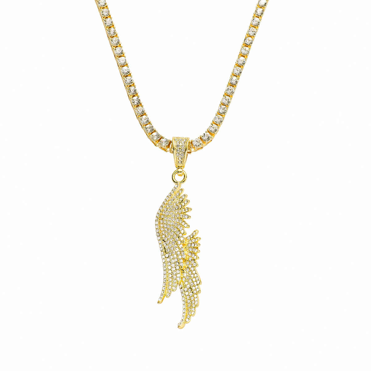 Hip-hop Wings Alloy Inlay Zircon Unisex Pendant Necklace display picture 1