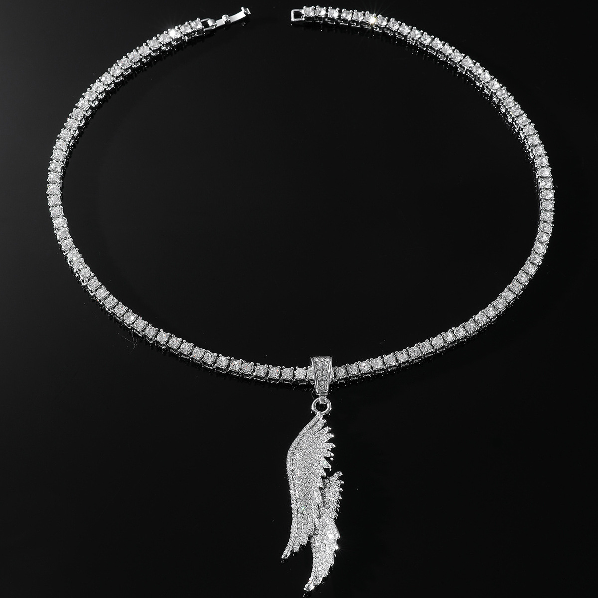 Hip-hop Wings Alloy Inlay Zircon Unisex Pendant Necklace display picture 10