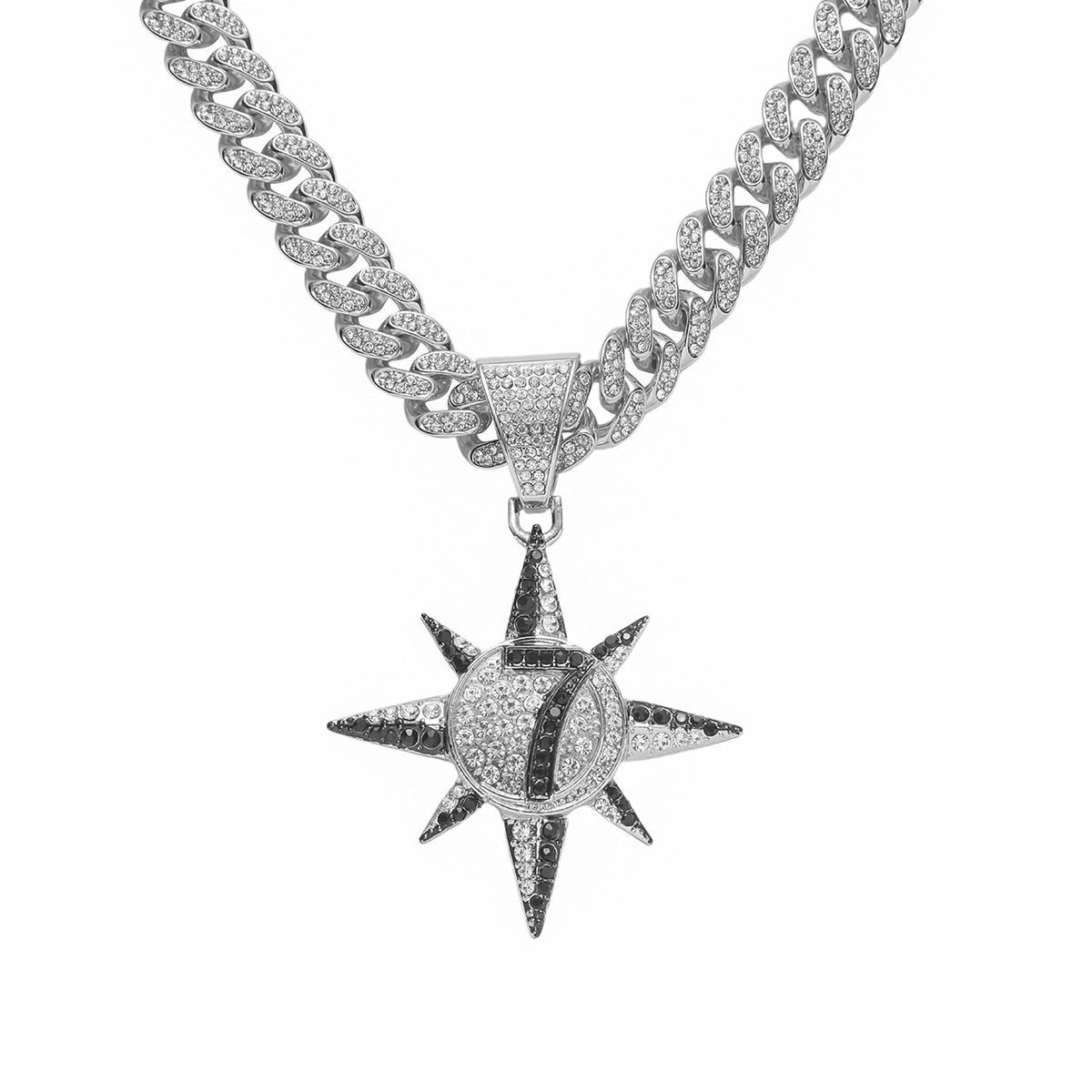 Hip-hop Sun Number Alloy Rhinestone Inlay Rhinestones Men's Pendant Necklace Necklace Pendant display picture 2