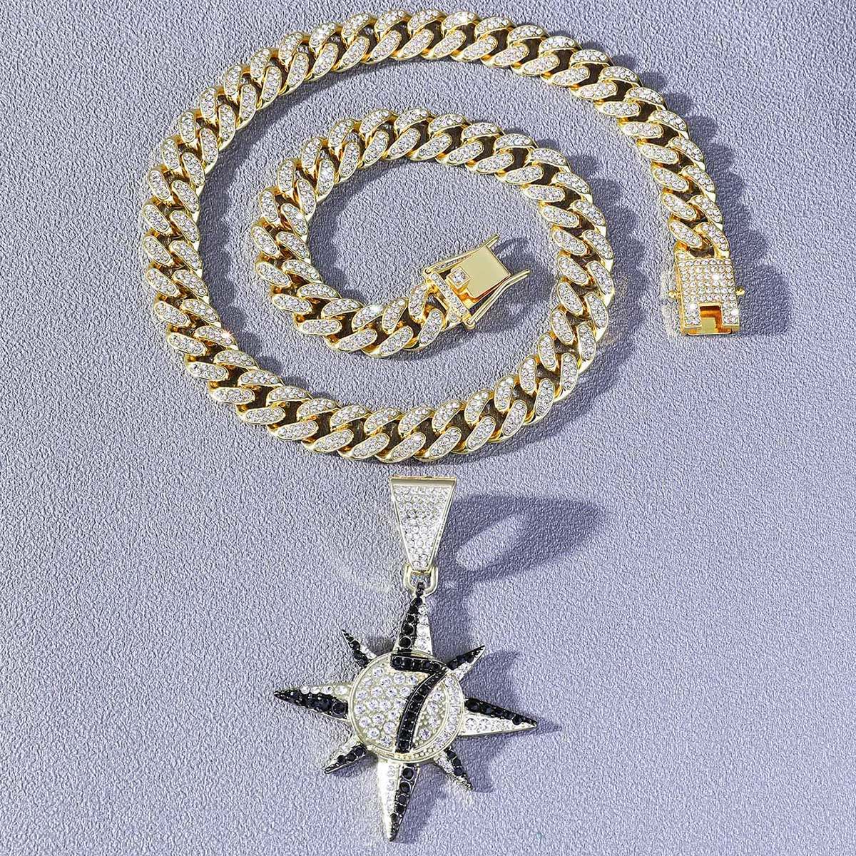 Hip-hop Sun Number Alloy Rhinestone Inlay Rhinestones Men's Pendant Necklace Necklace Pendant display picture 5