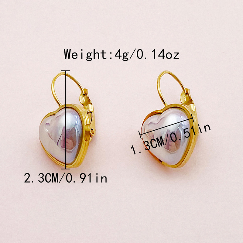 1 Pair Princess Sweet Heart Shape Plating Inlay 304 Stainless Steel Shell Gold Plated Drop Earrings display picture 3