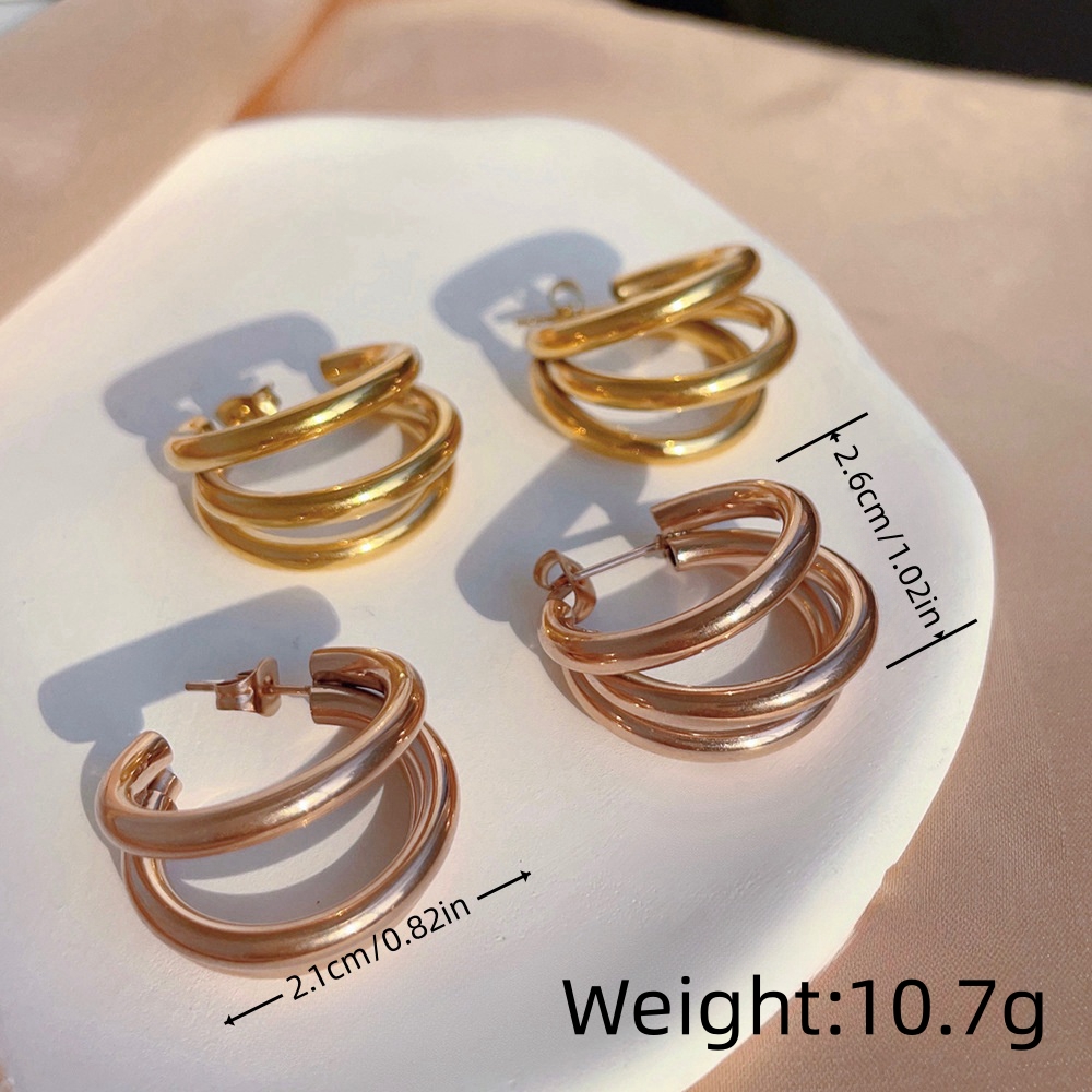 1 Pair Casual Vintage Style Geometric 304 Stainless Steel 18K Gold Plated Earrings display picture 6